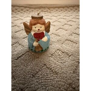 Vintage 1985 Giftco ceramic angel cherub bell Christmas ornament